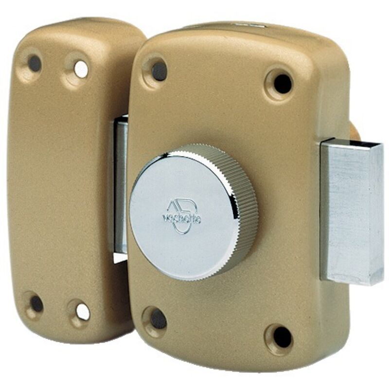 Verrou à bouton bronze - Cylindre 35 mm - Pêne 110 mm - Cyclop - Vachette