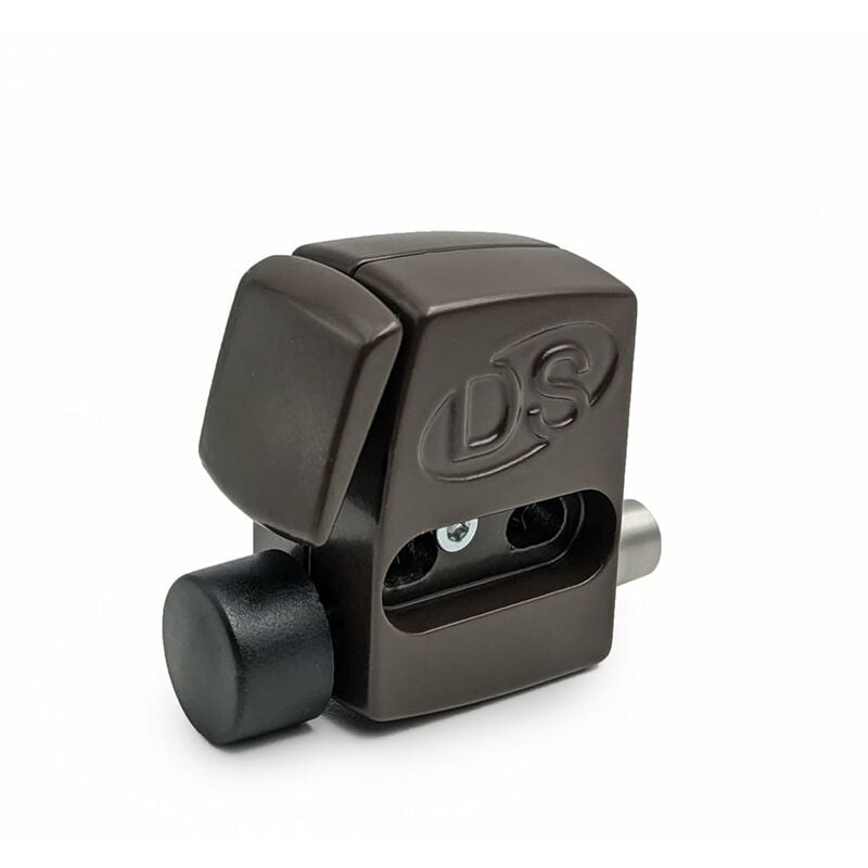 Verrou de baie coulissante à bouton poussoir Marron