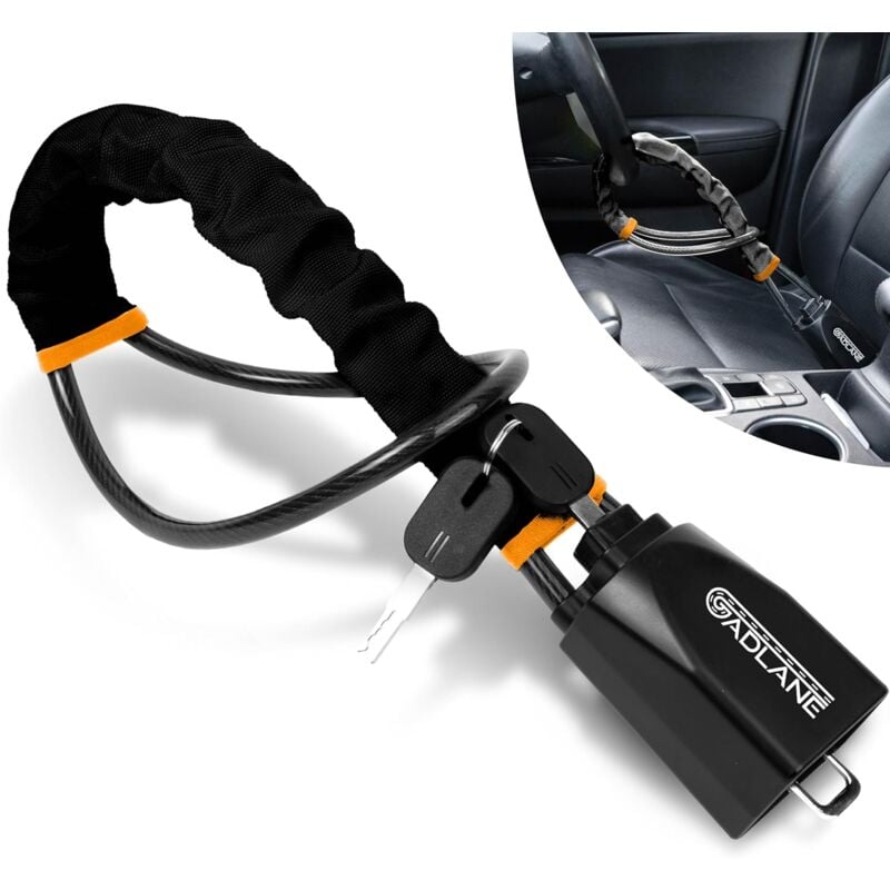 Verrou de ceinture de sécurité pour volant - Double verrouillage de voiture - Dispositif antivol - Dispositif de sécurité pour voiture, caravane avec