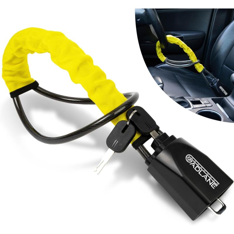 Verrou de ceinture de sécurité pour volant – Double verrouillage de voiture – Dispositif antivol haute visibilité pour voiture, caravane avec 2 clés