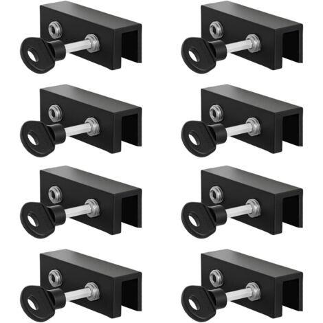Verrou de fenêtre coulissante avec clés verticales et horizontales - Verrou de sécurité réglable - Limiteur de fenêtre de sécurité durable - Limiteur de fenêtre réglable (Noir, 10 mm, long)