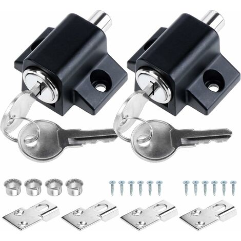 Verrou de fenêtre coulissante, réglable en alliage d'aluminium, serrure de fenêtre pour enfants,serrures universelles avec clé，2Pcs