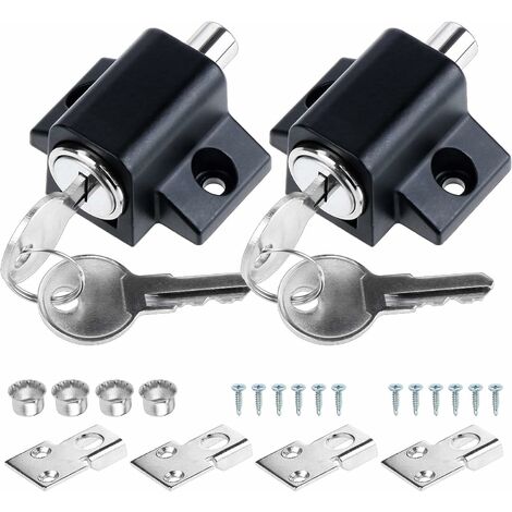 Verrou de fenêtre coulissante, SL.GT réglable en alliage d'aluminium, serrure de fenêtre pour enfants,serrures universelles avec clé，2Pcs