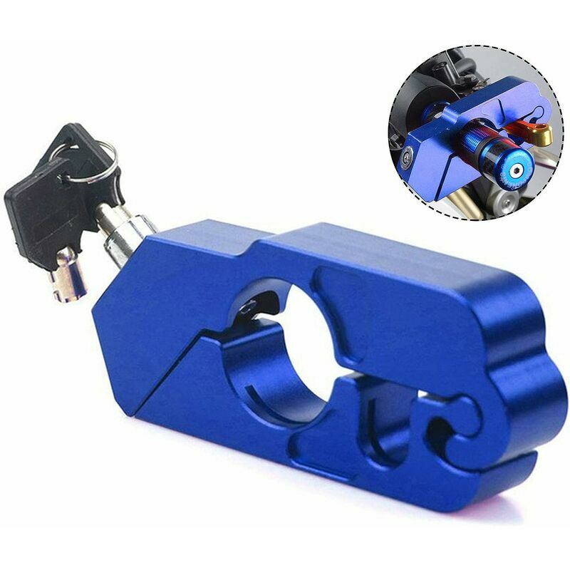 Verrou de Frein pour Moto, Alliage daluminium Verrouillage de Guidon pour Moto Serrure Antivol Verrouillage de Sécurité (Bleu)