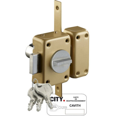 Verrou de haute sûreté ISEO Cavith A2P – Verrou à bouton – 3 clés difficiles à reproduire – Protection anti-perçage – Épaisseur de porte jusqu’à 45mm