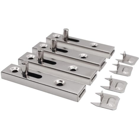 Verrou de Meuble en Acier, Loquet de Porte Coulissant  Modèle BALL  Dimensions70 x 15 mm, Receveur 9 mm  Pack de 4 Pièces  Finition Nickelée  pour Placard, Armoire de Salle de Bain, Garage