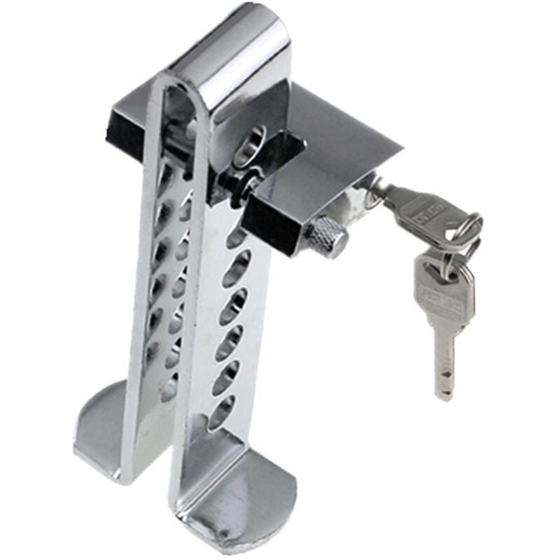 Lifcausal - Verrou de pédale de frein, dispositif antivol de verrouillage d'embrayage de frein réglable en acier inoxydable à 8 trous avec 2 clés
