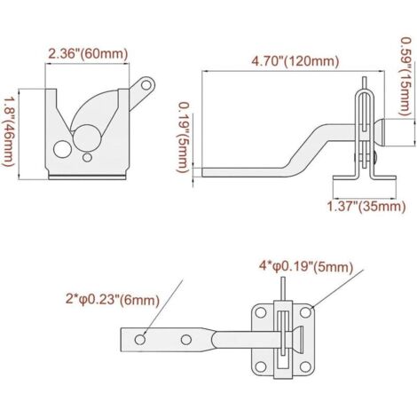 Verrou de Portail Verrouillage automatique-Serrure Métal à Boulon-Loquet Acier à Gravité Clôture Jardin-Noir-Vis de Fixation Fournis A
