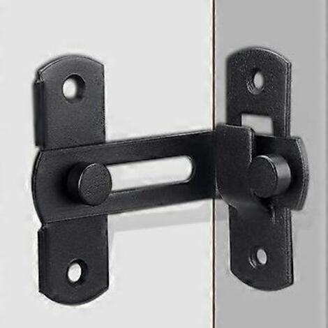 Verrou de porte à angle droit 90 degrés, boucle, verrou de porte/fenêtre, verrou de porte coulissante (noir)
