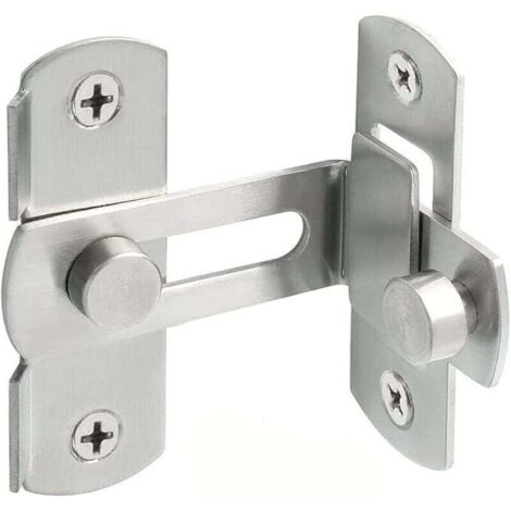 Verrou de porte à angle droit 90 degrés de grange coulissante en acier inoxydable, loquet de porte coulissante à rabat, Verrou de sécurité pour porte fenêtre armoire à vin jardin argenté
