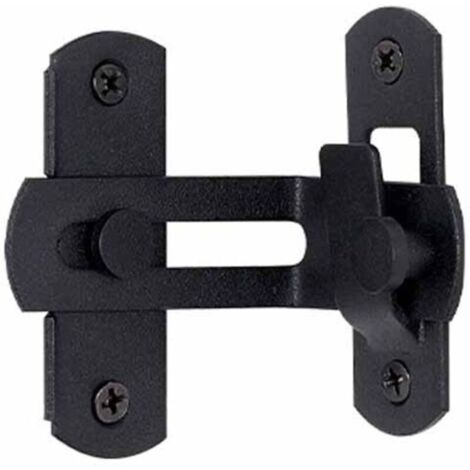 Verrou de porte à angle droit 90 degrés de grange coulissante en acier inoxydable, loquet de porte coulissante à rabat, Verrou de sécurité pour porte fenêtre armoire à vin jardin Noir