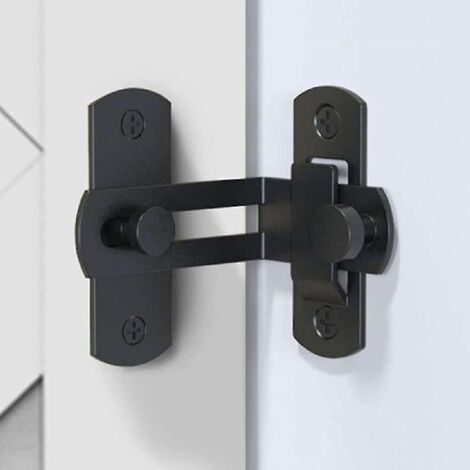 Verrou de porte à angle droit à 90 degrés, boucle de verrouillage, verrou de porte et de fenêtre, verrou de porte coulissante (noir)