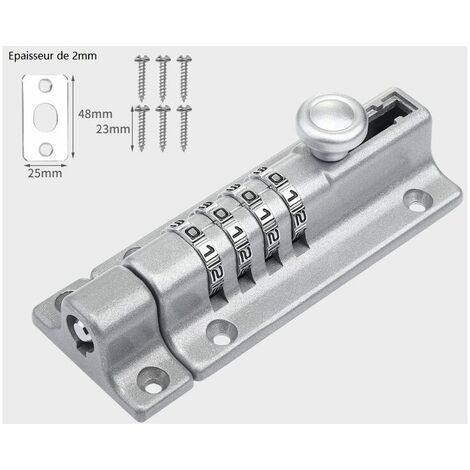 Verrou De Porte À Code, 4 Roues Recodables Verrouillage Portail Résistant À L'eau Combinaison Sans Clé Serrure Avec Vis Unidirectionnelles Haute Sécurité Pour Hangars/Granges(Argent) zhuoxuan