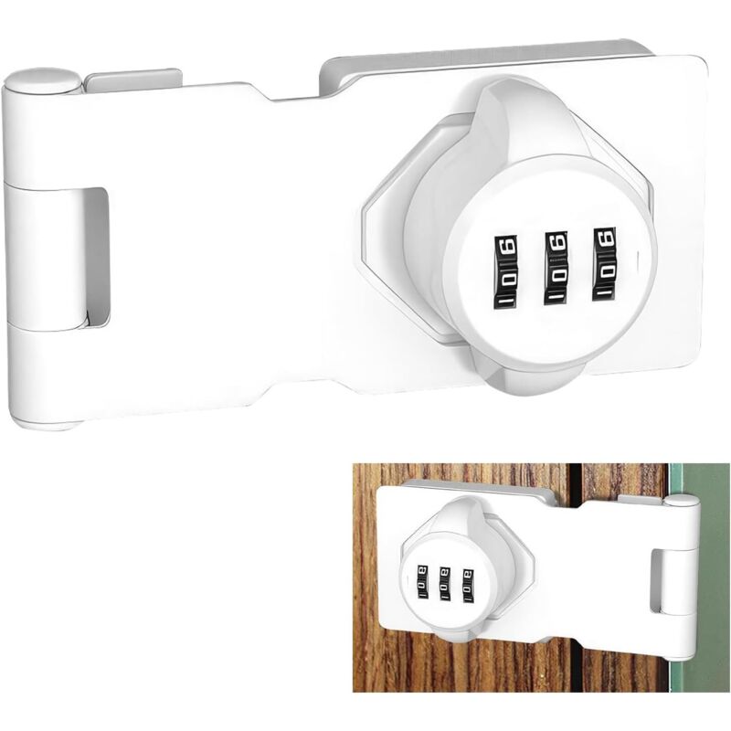 Parkside - Verrou de Porte à Code en Acier Inoxydable avec vis pour Maison, armoires, Rails de fenêtre—blanc