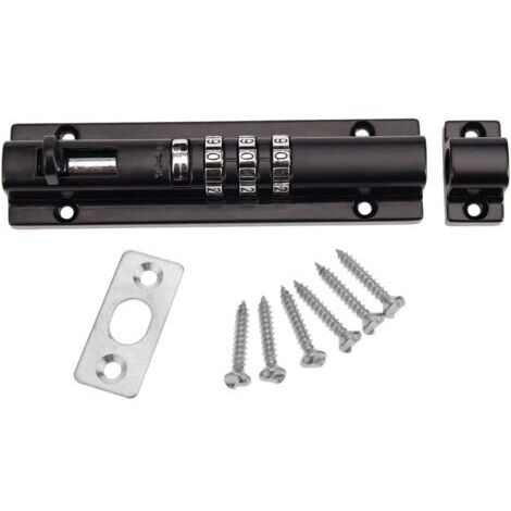 Verrou de Porte à Code Mécanique Serrure Verrouillage Portail à Combinaison sans Clé Vis de Fixation pour Armoire Jardin Garage Noir