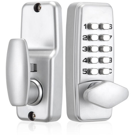 Verrou de porte à code numérique - Chromé - Étanche - Bouton de verrouillage à combinaison - Sans clé - Silver