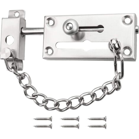 Verrou de porte antivol à chaîne, chaîne de sécurité antivol, verrou de porte coulissante en acier inoxydable, chaîne de porte intérieure avec verrou antivol-AquaForge