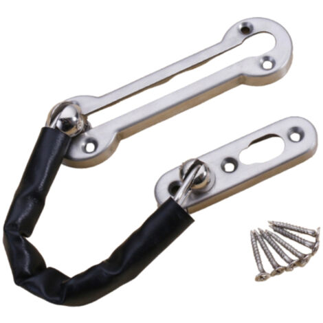 Verrou de porte antivol à chaîne épaisse en acier inoxydable pour chambre d'hôtel, boucle de chaîne de porte, loquet de porte épais (argenté)-AquaForge