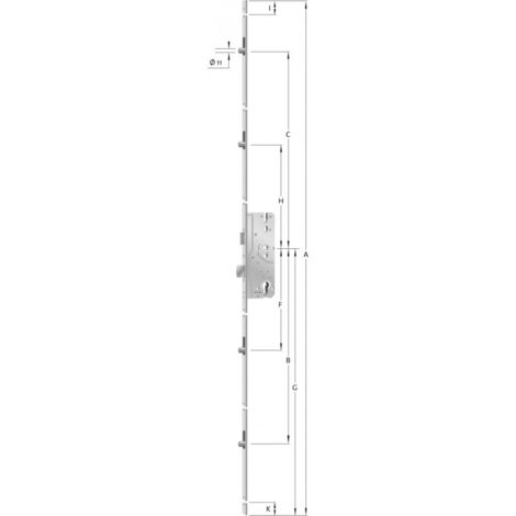 Verrou de porte As 8092 - brillant Galv. 2170mm