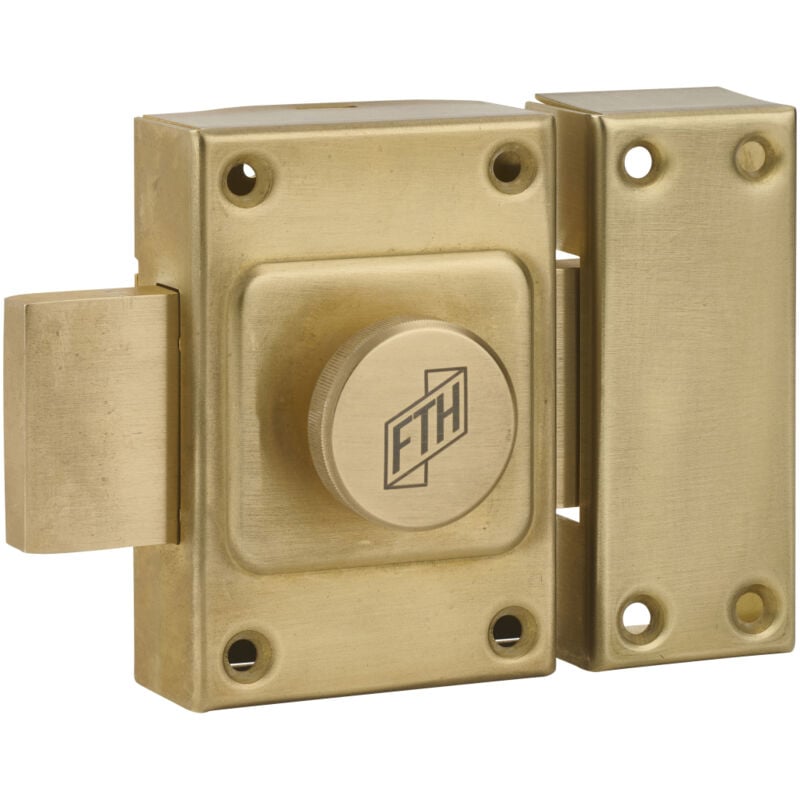 Verrou de porte C60 à bouton, cylindre de 40mm, coffre et pêne laiton, 3 clés crantées