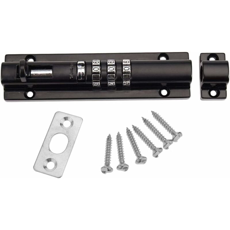 Aougo - Verrou de Porte à Code Mécanique Serrure Verrouillage Portail à Combinaison sans Clé Vis de Fixation pour Armoire Jardin Garage Noir