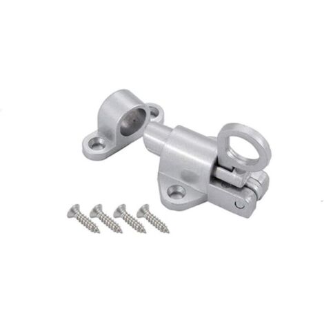 Verrou de porte coulissant, 1 loquet de verrouillage gris argent en alliage d'aluminium, petit loquet à ressort épais pour porte de salle de bain