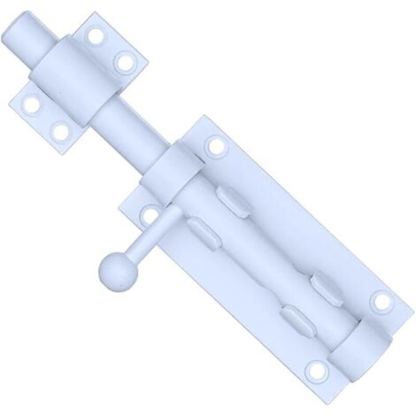 Verrou de porte coulissante acier inoxydable avec trou de cadenas, verrou porte de sécurité à boulons serrure de boulon loquet fermeture de portail longue, 12mm de diamètre, 6 inch White