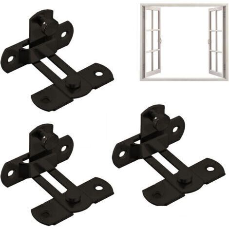 Verrou de porte coulissante en acier inoxydable,Verrou de porte de grange à angle droit, loquet de porte de grange robuste, boulon avec vis pour fenêtre, armoire à vin, cages pour animaux(noir)