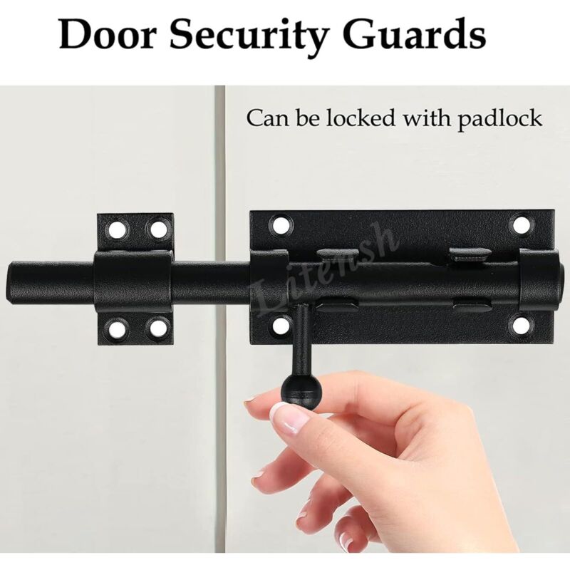 Verrou de porte coulissante robuste avec trou de cadenas, Boulons coulissants, Serrure de boulon de porte coulissante en acier inoxydable 304, 12 mm