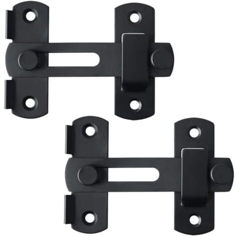 Verrou de Porte Coulissante Serrure de Porte Loquet à Bascule Boulon de Verrouillage de Boucle avec Vis pour Porte, Fenêtre, Placard et Jardin, Noir Mat en Acier Inoxydable, 2 Pcs