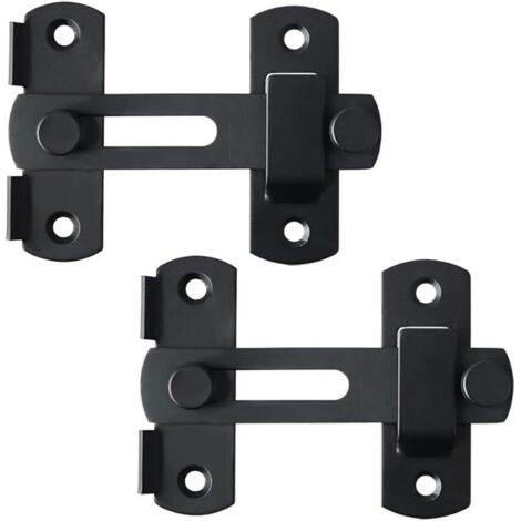 Verrou de Porte Coulissante Serrure de Porte Loquet à Bascule Boulon de Verrouillage de Boucle avec Vis pour Porte, Fenêtre, Placard et Jardin, Noir Mat en Acier Inoxydable, 2 Pcs, EMS9001B-2P
