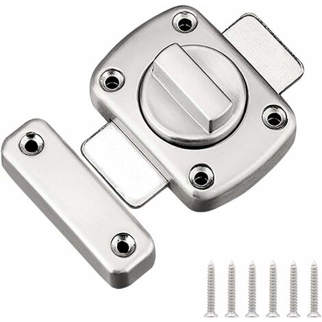 Verrou de porte de salle de bain avec 6 vis, serrure antivol pour armoire, penderie, loft, boulon coulissant monté dans le jardin Fontainebleau Argent