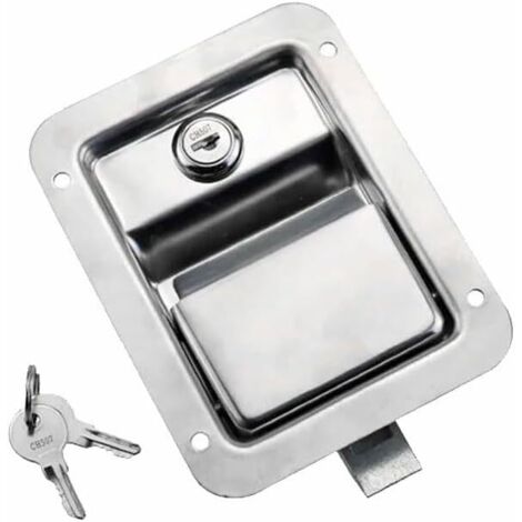 Verrou de porte en acier inoxydable pour camping-car, poignée de pagaie encastrée avec serrure, verrou de sécurité pour boîte à outils, boîte électrique, armoire (B avec serrure)