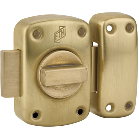 Verrou de porte FTH M60 à bouton, cylindre de 45mm, coffre et pêne laiton, 3 clés crantées - FTH