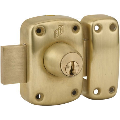 Verrou de porte FTH M60 double entrée, cylindre de 45mm, coffre et pêne laiton, 3 clés crantées - FTH