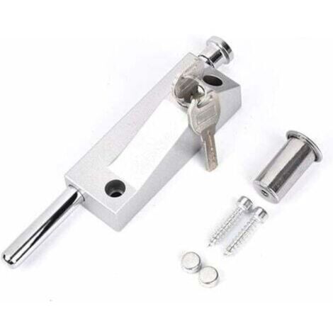Verrou de porte multifonction - Pour porte de garage - Verrou de porte universel - Avec 2 clés - Pour usage intérieur et extérieur - Argent mat