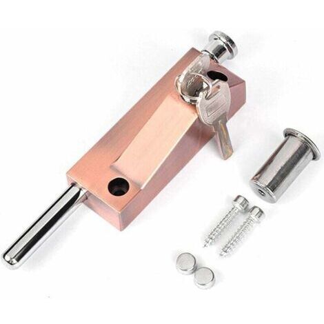 Verrou de porte multifonction pour porte de garage - Verrou de porte universel - Avec 2 clés - Pour usage intérieur et extérieur - Bronze rouge-longziming