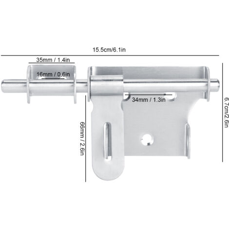 Verrou de Porte Sécurité - Barre de Porte Barn Fermoir Serrure Accessoires - Barillet Sécurité Métal Inoxydable Résistant Rust - Verrouillage Étanche Fixation Stable - Livré Screw Kit Outillage Instal