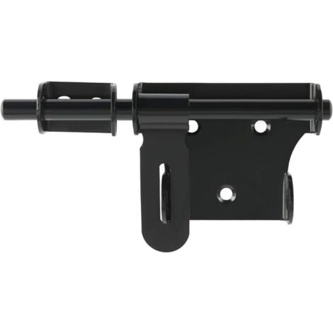 Verrou de Porte Verrou Porte Coulissante, Verrou Porte Interieure Serrure Porte, Loquet Porte Exterieur avec Trou pour Cadenas, Longeur 15CM en Acier Inoxydable Noir