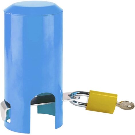 Verrou de robinet extérieur en métal, verrou de sécurité pour jardin, sécurité enfant, antivol, verrou de robinet multifonctionnel en fer, verrou de sécurité pour parking (bleu)