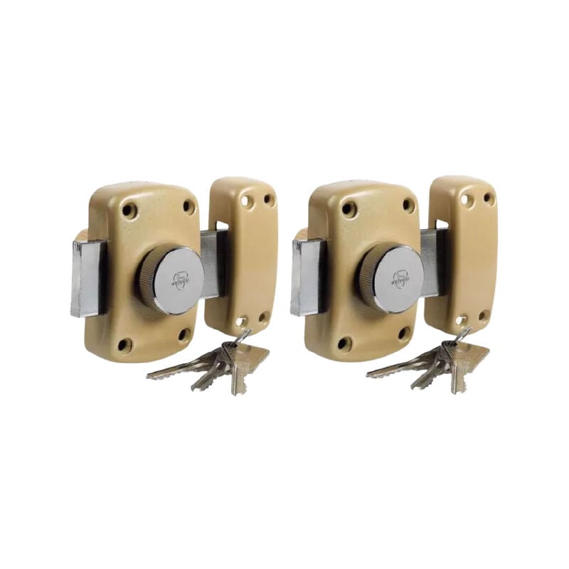 Lot de deux verrous Cyclop bouton et cylindre 5 goupilles L.45 mm, diamètre 23 mm avec 3 clés