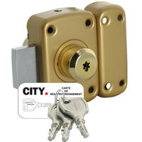 Verrou en applique à double cylindre - 45 mm - bronze - City 26 ISEO