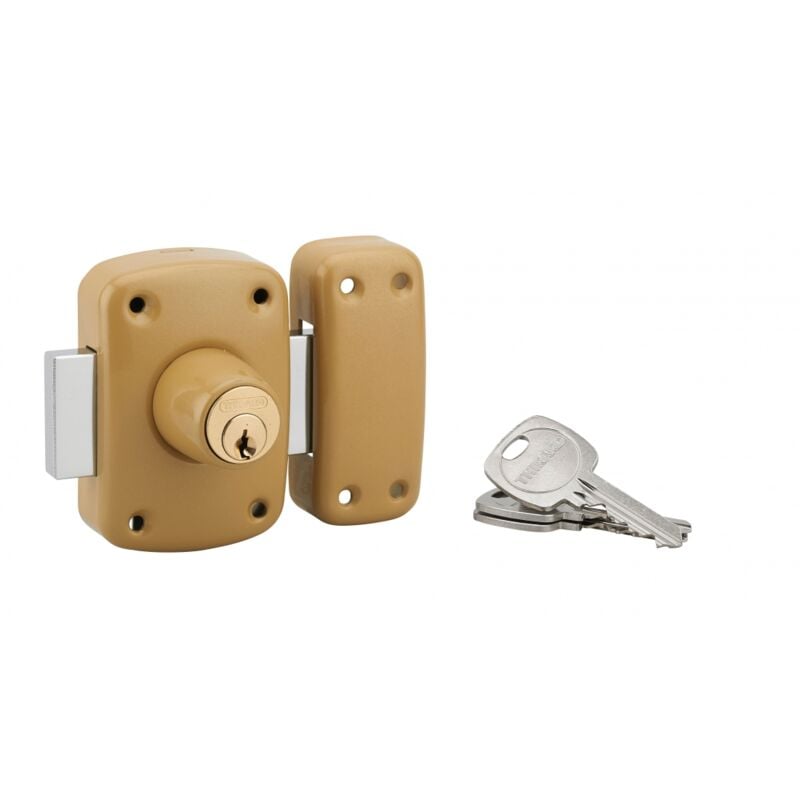 Verrou double entrée Corvette pour porte d'entrée, cylindre 40mm, acier, 3 clés, époxy bronze