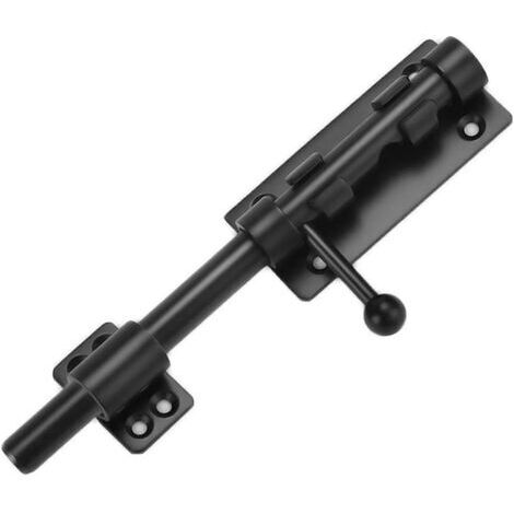 Verrou loquet porte coulissant acier inoxydable de avec trou de cadenas, Serrure de Porte de sécurité à Barillet Verrou portail à Boulon fermeture porte longue 14mm de diamètre 8 inch noir