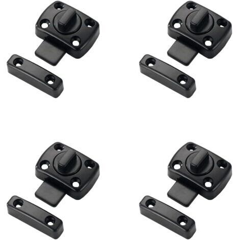 Verrou Loquet pour Porte 42x31mm et Fenêtre Moraillon en Alliage de Zinc Coulissante Serrure pour Porte et Fenêtre Placard Noir Mat 4 Pièces