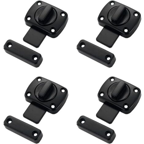 Verrou Loquet pour Porte 55x40mm et Fenêtre Moraillon en Alliage de Zinc Coulissante Serrure pour Porte et Fenêtre Placard Noir Mat 4 Pièces
