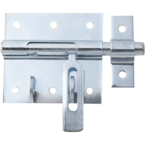 Verrou porte-cadenas avec gâche fixe – acier zingué – 100 mm – pour portails, boxes et clôtures – Marque Alberts