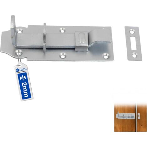 Verrou porte cadenas galvanoplastie 140 x 55 mm – targette blindée compacte pêne coulissant robuste verrou transversal cadenassable en acier – Verrou baionnette – GeZu Impex