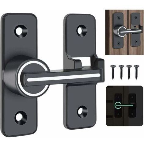 Verrou Porte Coulissante Lumineux Verrou Serrure de Fermeture Porte Boulon de Verrouillage de Boucle en Alliage de Zinc Loquet de Serrure de Porte à 180 Degrés avec 4 Vis pour Porte Fenêtre