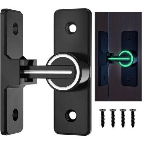 Verrou Porte Coulissante Lumineux Verrou Serrure de Fermeture Porte Boulon de Verrouillage de Boucle en Alliage de Zinc Loquet de Serrure de Porte à 90 Degrés avec 4 Vis pour Porte Fenêtre